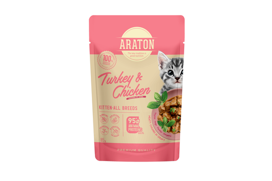 Araton влажный корм для котят всех пород, с индейкой и курицей