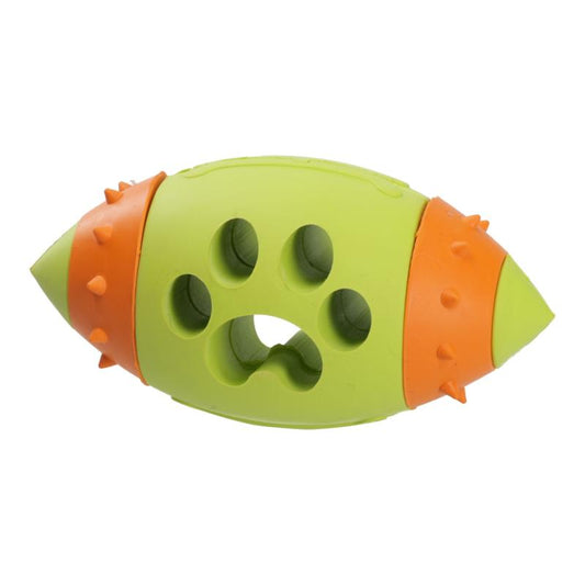 Misoko игрушка для собак, мяч для регби, с лапкой, резина, зеленый и оранжевый