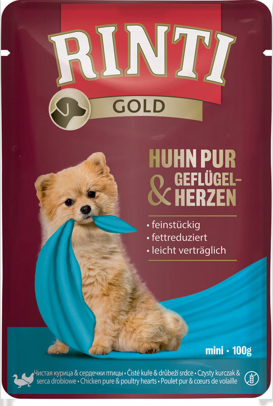 Finnern Rinti Rinti gold консервированный корм для взрослых собак, с курятиной и птичьими сердечками