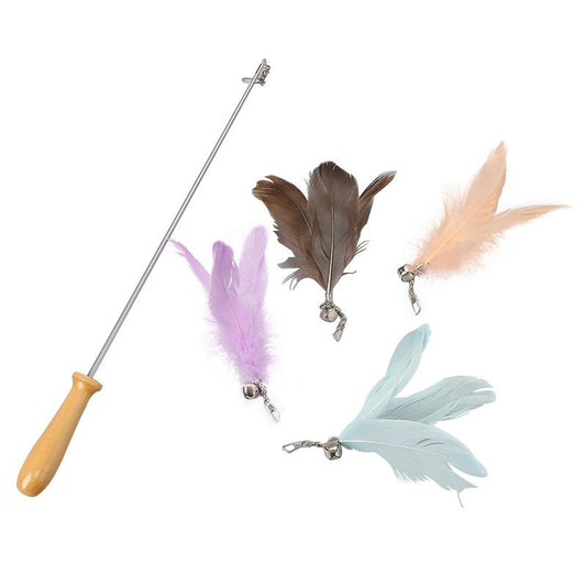 Hippie Pet кошачья игрушка, удочка со сменными перьями