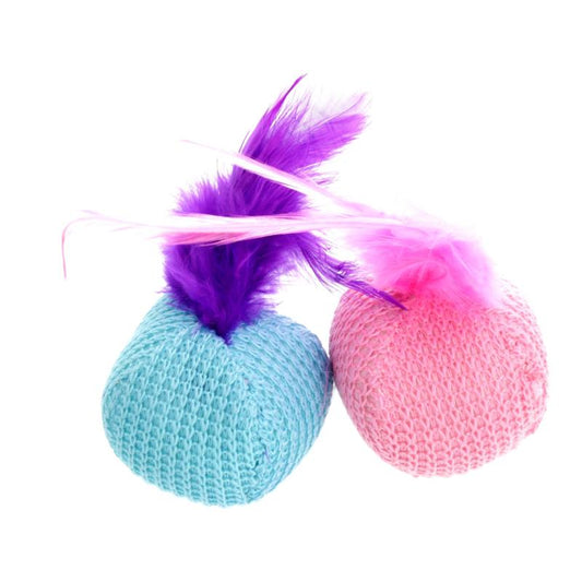 Hippie Pet игрушки для кошек, мячики, с перышком, 4,5 см