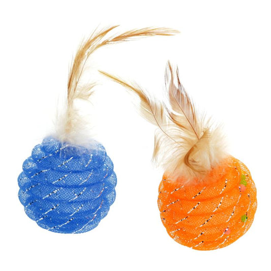 Hippie Pet игрушки для кошек, мячики, с перышком, 5 см, 2 шт. 