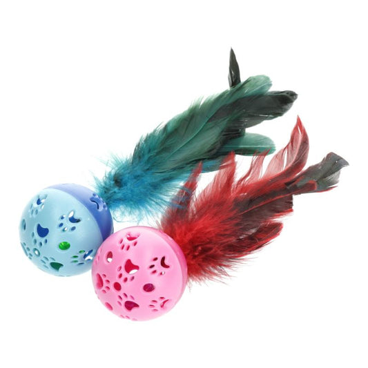 Hippie Pet игрушки для кошек, мячики, с перышком, 18 см