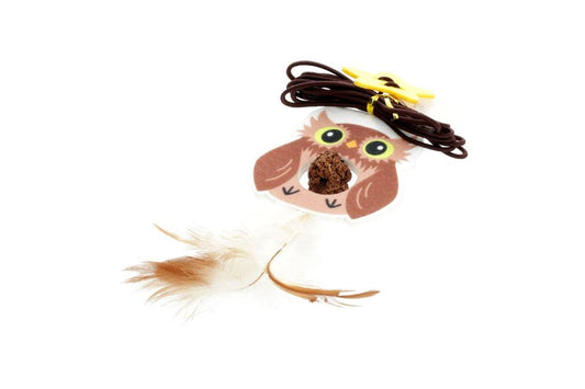 Hippie Pet игрушка для кошек, сова, с веревочкой, 2 см
