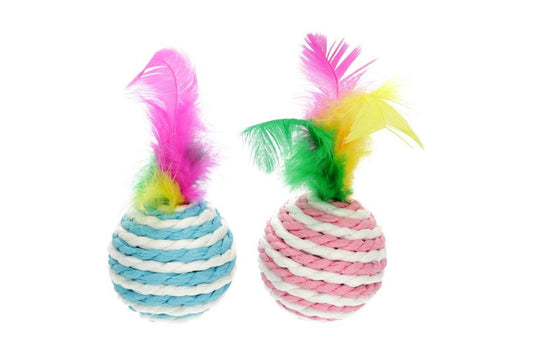 Hippie Pet игрушки для кошек, мячики, с перышком, 4,5 см