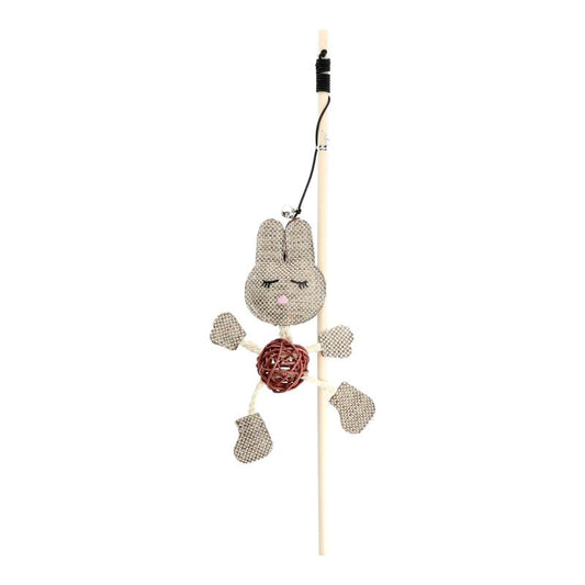 Hippie Pet игрушка-удочка для кошек, с зайчиком, 40 cм