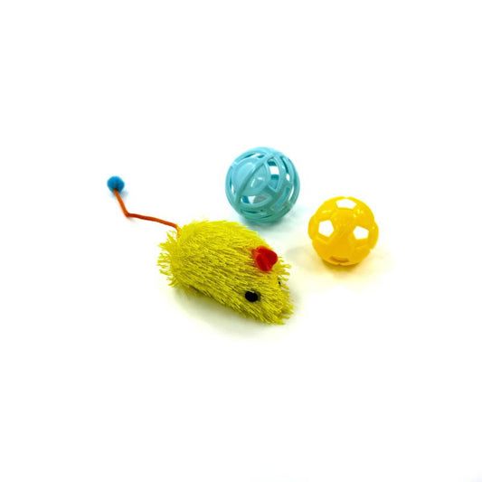 Hippie Pet игрушка для кошек, мышка c мячиками, 3 шт.
