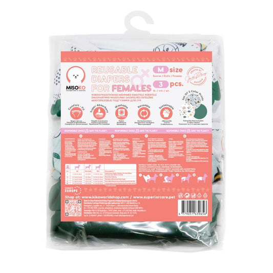 Misoko korduskasutatavate mähkmete komplekt Meadow emastele koertele