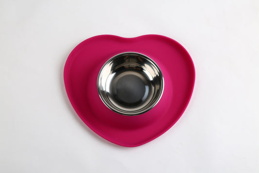 Super Design миска для домашних животных, двойная, с силиконовым основанием в форме сердца, розовая