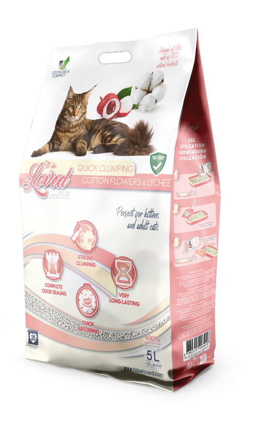 Tobeloved Paakuv kasside bentoniitliiv, puuvilla- ja litchi lõhnaga