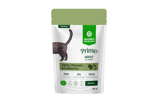 Nature's Protection Prime влажный корм для взрослых стерилизованных кошек всех пород, с индейкой, мясом фазана и клюквой