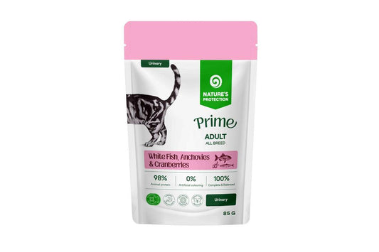 Nature's Protection Prime влажный корм для взрослых кошек, для поддержания мочевыделительной системы, с белой рыбой, анчоусами и клюквой