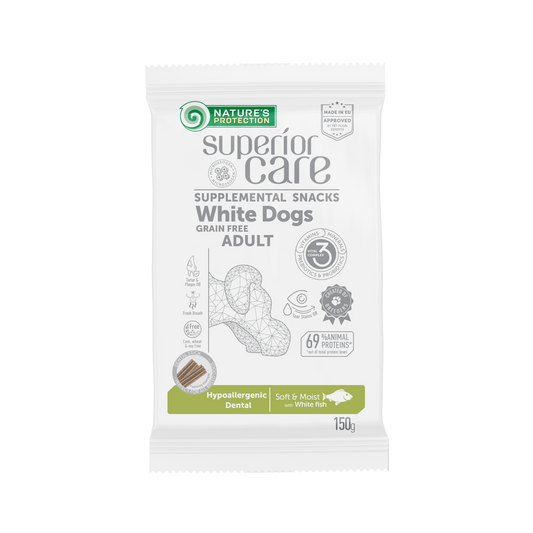 Nature's Protection Superior Care беззерновая кормовая добавка - лакомства для взрослых собак, с белой рыбой