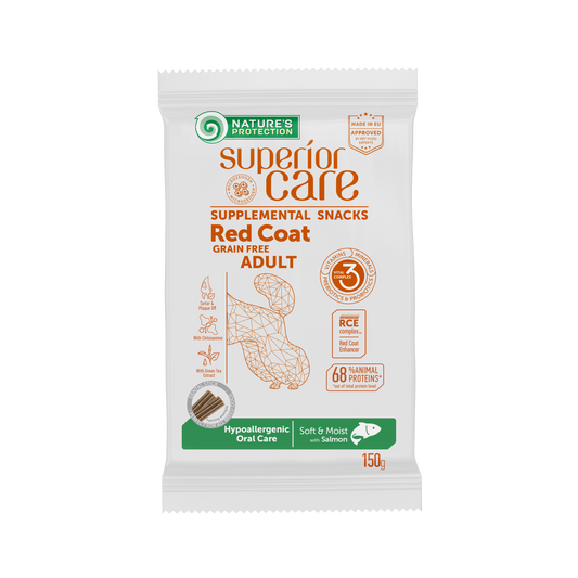 Nature's Protection Superior Care беззерновая кормовая добавка - лакомства для взрослых собак всех пород с рыжей шерстью, с лососем