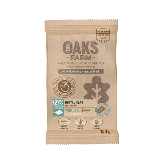 Oak's Farm пищевая добавка-лакомство с белой рыбой для взрослых собак