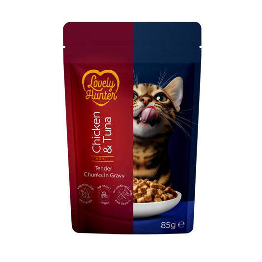 Märgtoit täiskasvanud kassidele kõigist tõugudest kana ja tuunikalaga