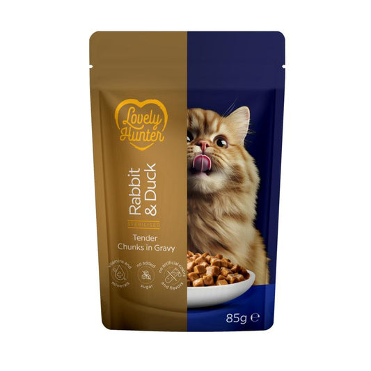 Märgtoit kastreeritud täiskasvanud kassidele kõigist tõugudest küüliku ja pardiga