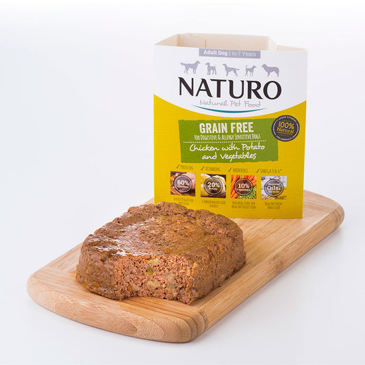 Naturo Grain Free Chicken & Potato with Veg., koerte Märg täissööt kanaga ja kartuliga, 400 g