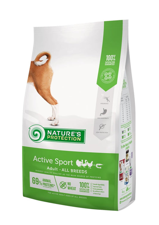 Nature's Protection сухой корм для взрослых aктивных собак всех пород, с мясом домашней птицы и крилем