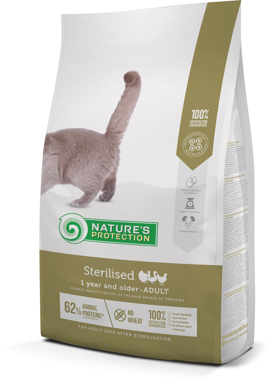 Nature's Protection сухой корм для взрослых кошек после стерилизации, с мясом домашней птицы