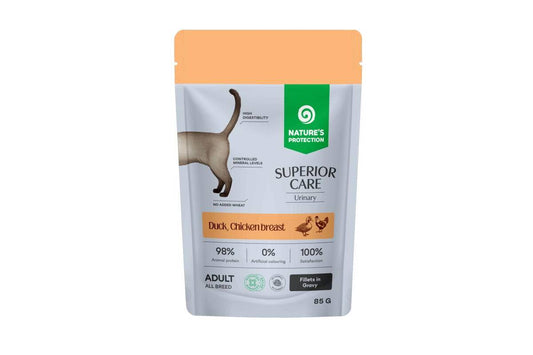 Nature's Protection Superior Care влажный корм для взрослых кошек всех пород, для поддержания здоровья мочевыделительной системы, с уткой, куриной грудкой и клюквой