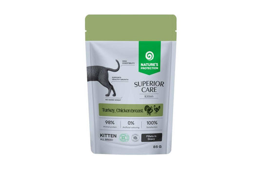 Nature's Protection Superior Care беззерновой влажный корм для молодых кошек всех пород, с индейкой и куриной грудкой