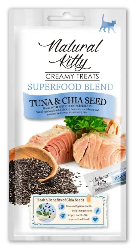 Natural Kitty кремовые пищевые добавки-лакомства для кошек, с тунцом и семенами шалфея