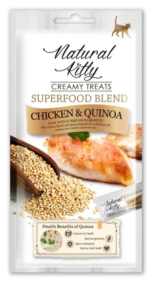 Natural Kitty кремовые пищевые добавки-лакомства для кошек, с курицей и киноа