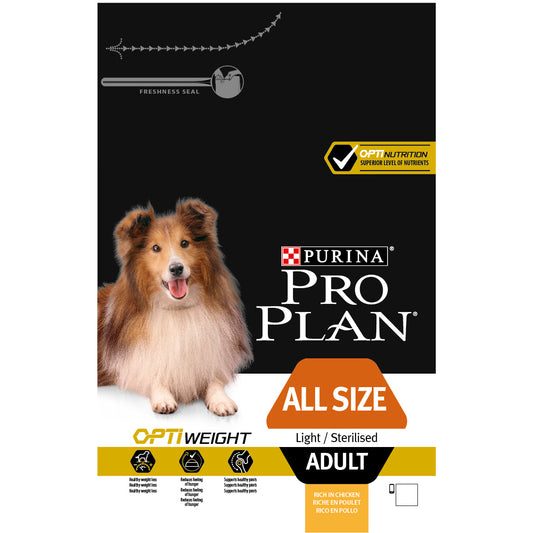 PRO PLAN OPTIWEIGHT All Sizes Adult Dog Chicken 14 kg, täissööt kõikidele täiskasvanud koeratõugudele kehakaalu kontrollimiseks