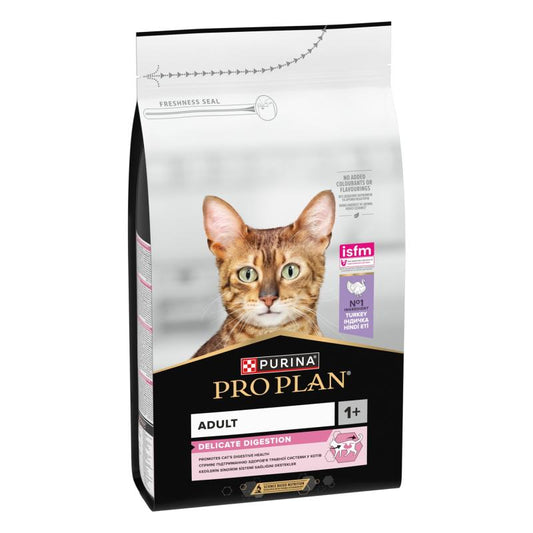 Pro Plan OPTIDIGEST сухой корм для взрослых чувствительных кошек, с индейкой 