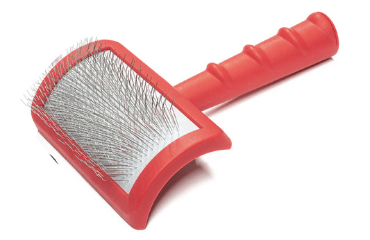 Koera- ja kassikarva hari, pikad pehmed harjad, punane, suurus S, 15x10,5x2,5 cm