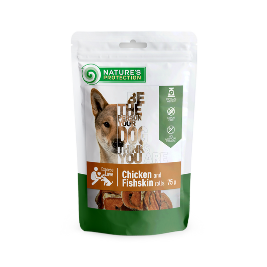 Nature's Protection koerte täiendsööt kana rullid kalanahaga, 75 g