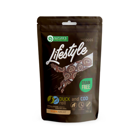 Nature's Protection Lifestyle Лакомство для собак, рулетики из утки и трески