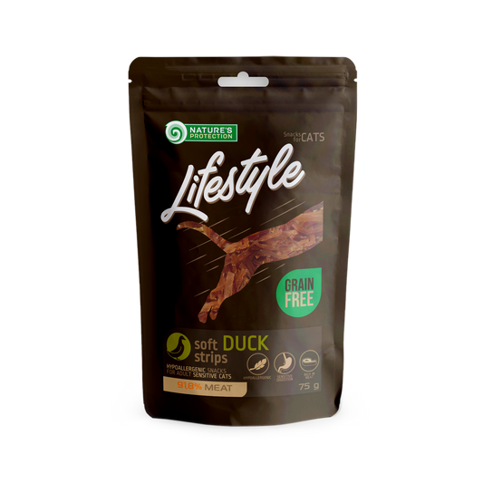 Nature's Protection Lifestyle лакомства для кошек мягкие полоски из утки