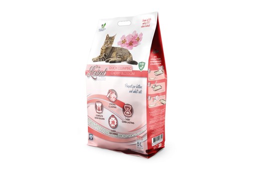 Tobeloved комкующийся бентонитовый наполнитель для кошачьих лотков, с ароматом вишни