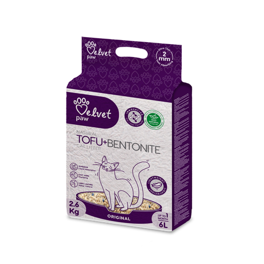 Velvet Paw TOFU наполнитель для кошачьего лотка, смешанный с бентонитом, классический