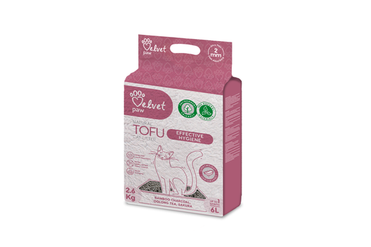 Velvet Paw TOFU наполнитель для кошачьего туалета, для эффективного поддержания гигиены, с бамбуковым углем, эссенцией чая улун и сакуры