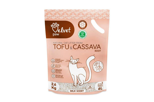 Velvet Paw TOFU наполнитель для кошачьего туалета, с маниокой, молочный аромат