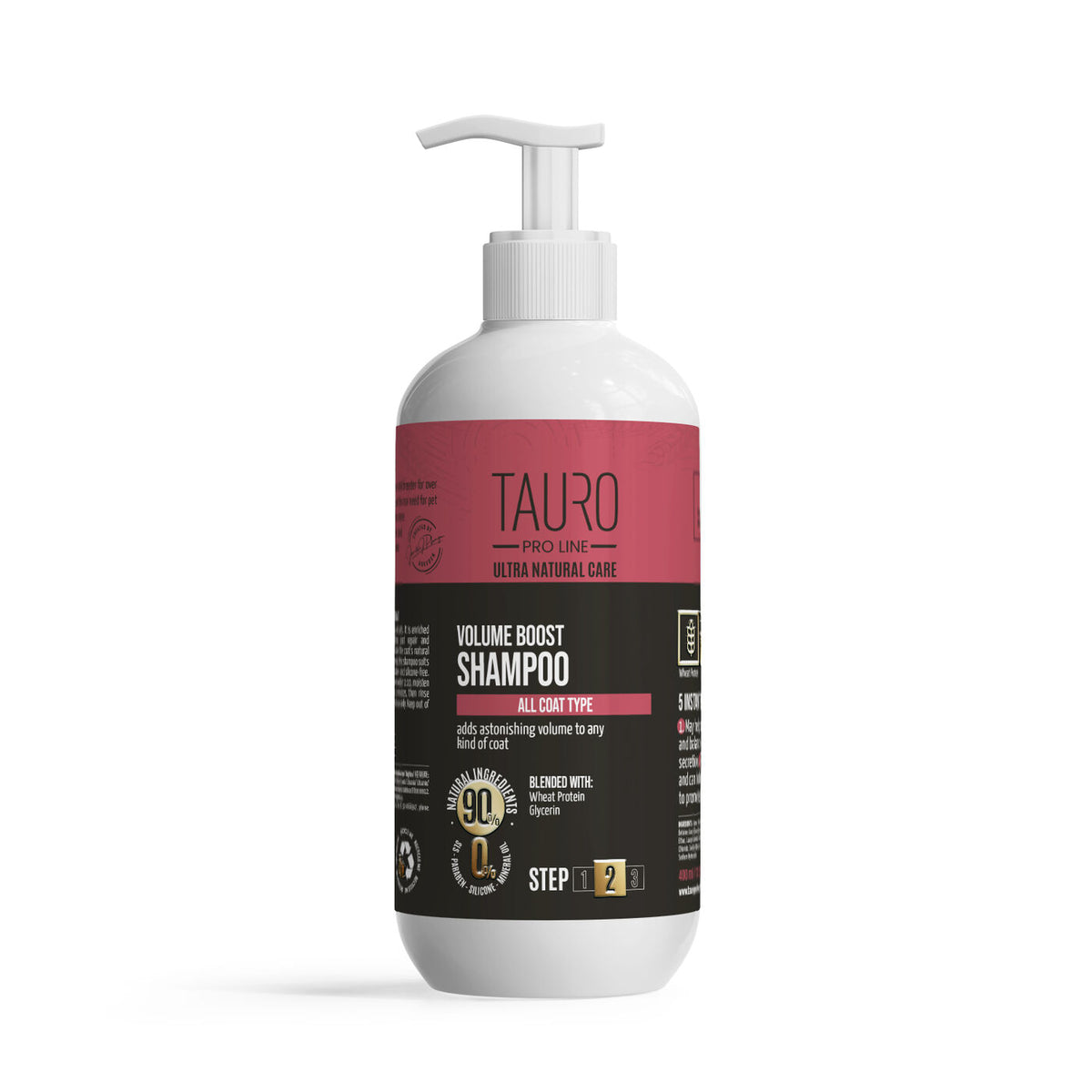 TAURO PRO LINE Ultra Natural Care volüümi andev šampoon koertele ja kassidele naha ja karvkatte hoolduseks