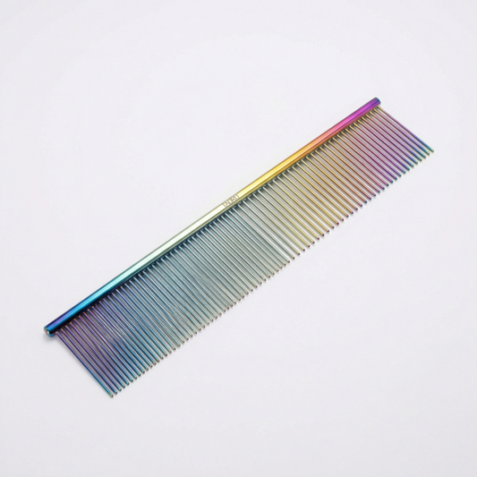 TAURO PRO LINE professionaalne kahetihendusega hoolduskamm karvahoolduseks ja vormimiseks, roostevaba teras, 19 cm, 32 mm piid