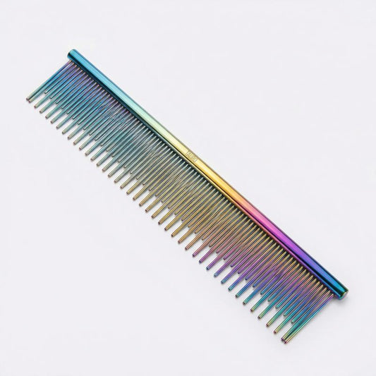 TAURO PRO LINE professionaalne kahetihendusega hoolduskamm karvahoolduseks ja vormimiseks, roostevaba teras, 19 cm, 30 mm piid