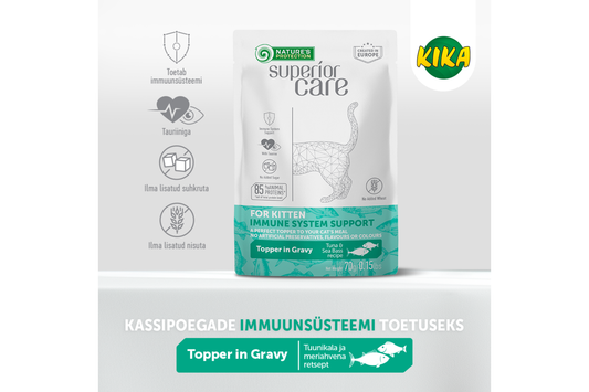 Immuunsust toetav Märg täiendsööt kassipoegadele tuunikala ja meriahvenaga