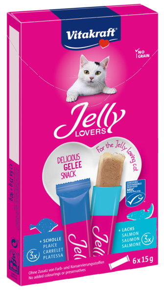 Vitakraft Jelly Lovers kормовые добавки - лакомства для кошек, с лососем и камбалой