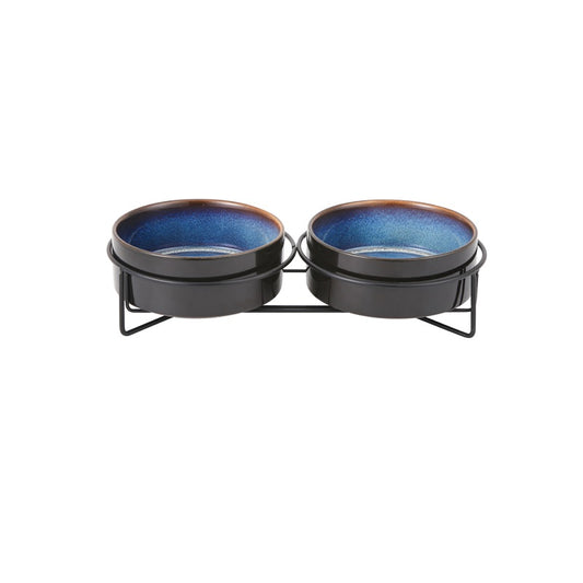 Xingmi Ceramics Kauss lemmikloomale keraamiline, kahekordne, rauast raamiga