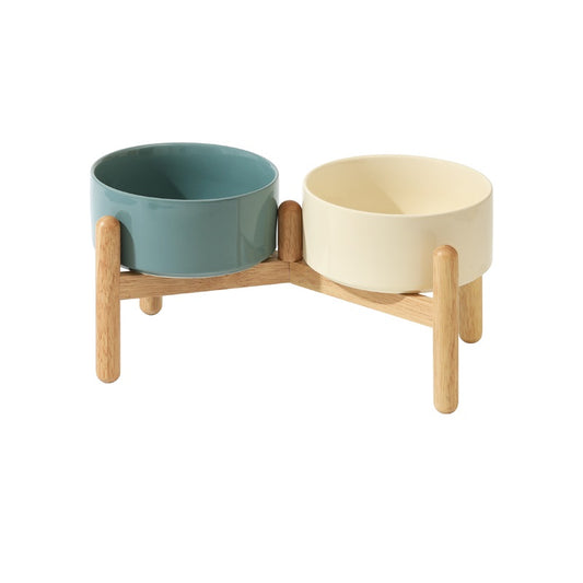 Xingmi Ceramics Kauss lemmikloomale keraamiline, kahekordne, alusega