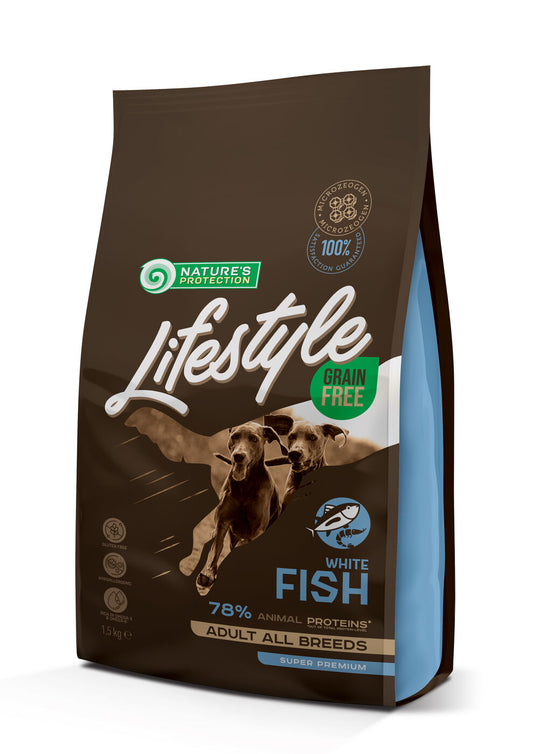 Nature’s Protection Lifestyle Grain Free täissööt täiskasvanud koertele, valge kala, kõik tõud